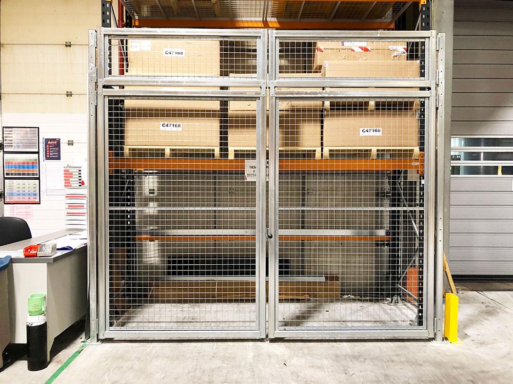 Mesh security doors for racking
