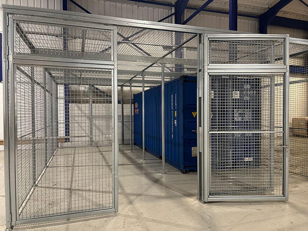 Mesh cage with container inside