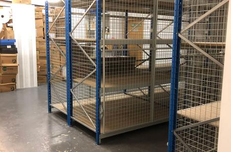 New secure caged archive storage for archive boxes